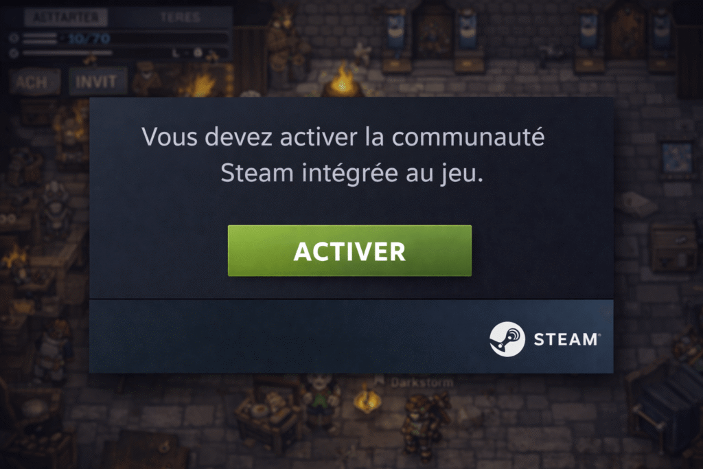 vous devez activer la communauté steam intégrée au jeu